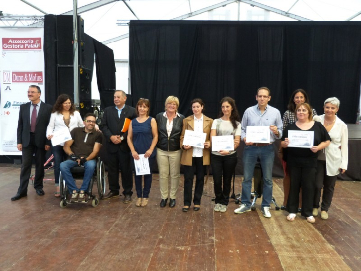 Representants de les empreses premiades, amb Padrós, Segrelles, Toledo i tècniques de Palau Avança.