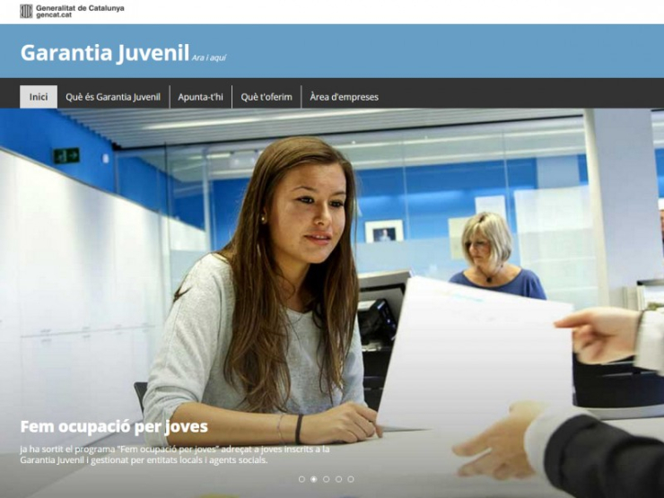 Captura d'imatge del web de la Garantia Juvenil.