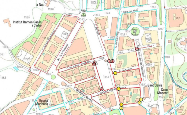 Mapa amb els carrers afectats pel tall