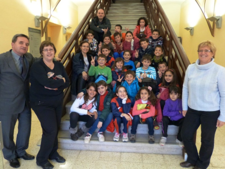 Els alumnes de Can Cladellas, amb Rovira, Sanz i Padrós