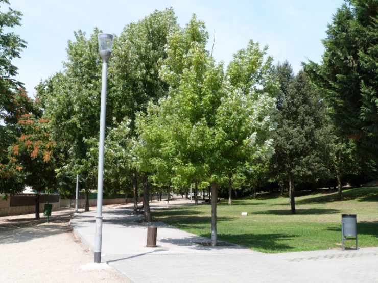 Un dels nous fanals instal·lats al parc del Pla de l'Alzina