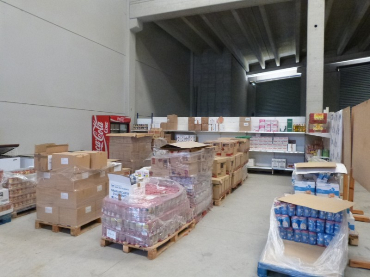 Part dels aliments donats en el Gran recapte i de les existències per repartir