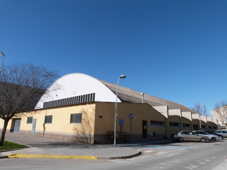 L'annex de la nau antiga del pavelló, en primer terme i de color groc.