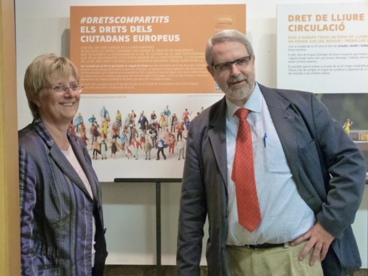 Teresa Padrós i Ferran Tarradellas, en la inauguració de l'exposició.