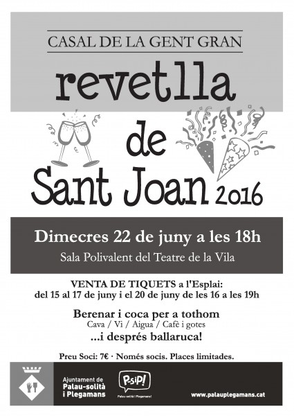 Cartell de Celebració Sant Joan Casal de la Gent Gran