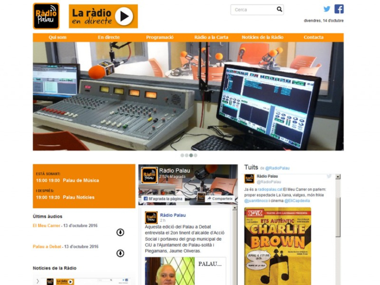 Aspecte del nou web de Ràdio Palau.