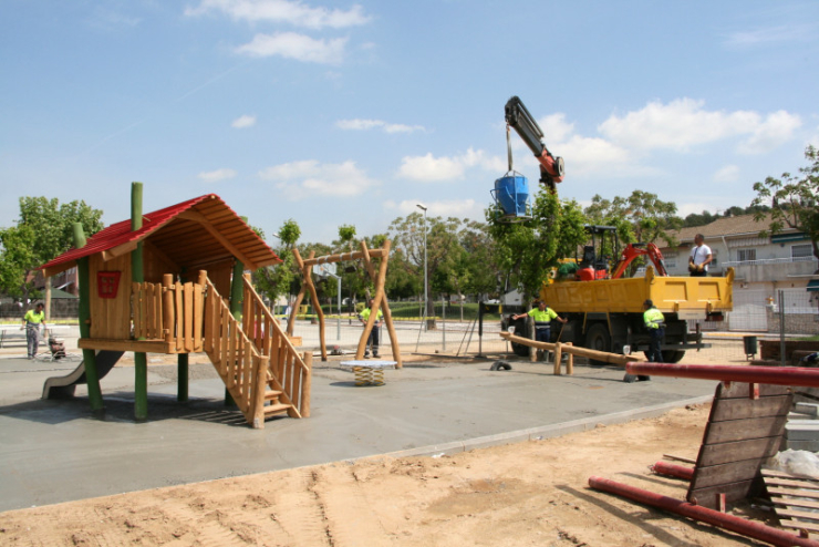 Obres de creació del parc de les Tres Bessones.