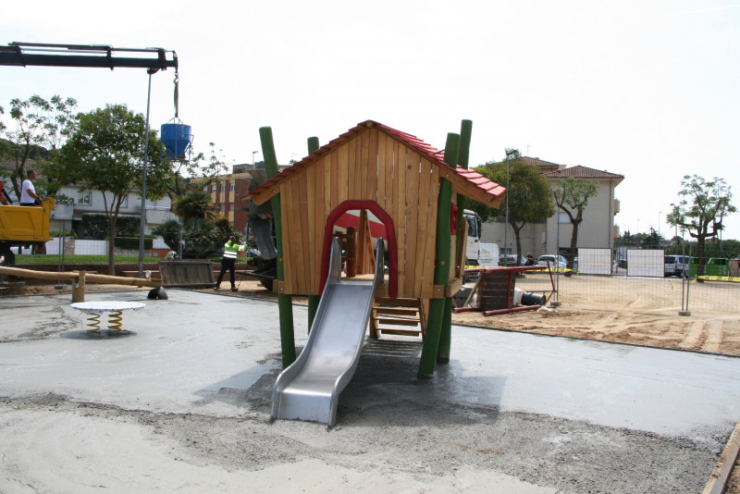 Obres de creació del parc de les Tres Bessones.