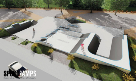 Proposta de 'skatepark' escollida pels joves però no definitiva, subjecta a possibles petits canvis per decidir.