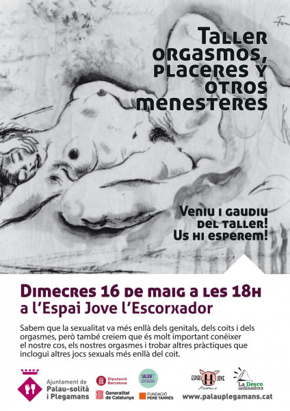 Cartell del taller "Orgasmos, placeres i otros menesteres"