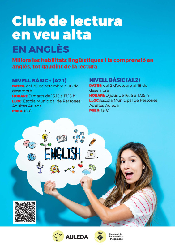 Cartell club de lectura en veu alta en anglès