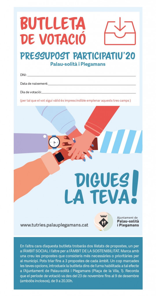 Butlleta votació davant