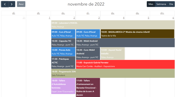 Imatge d'una de les pàgines de l'espai 'Calendari d'entitats'