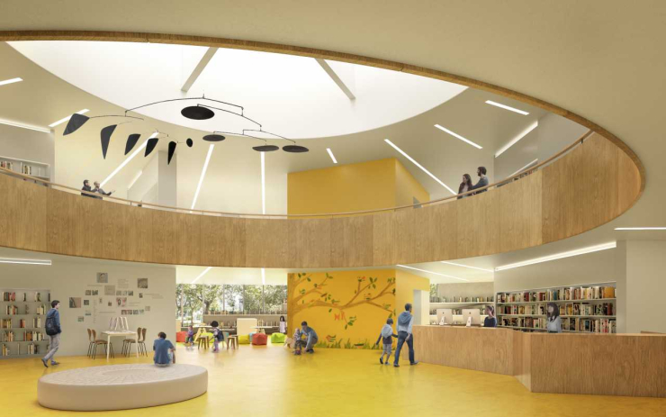 Interior de la Biblioteca Municipal que es construirà a Palau-Solità i Plegamans