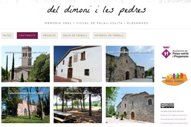 Portada del web "Del dimoni i les pedres"