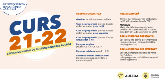 Els cusos de l'Escola Municipal de Persones Adultes ‘Auleda’