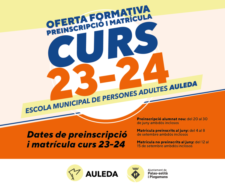 Cartell preinscripcions Escola Municipal de Persones Adultes EMPA Auleda