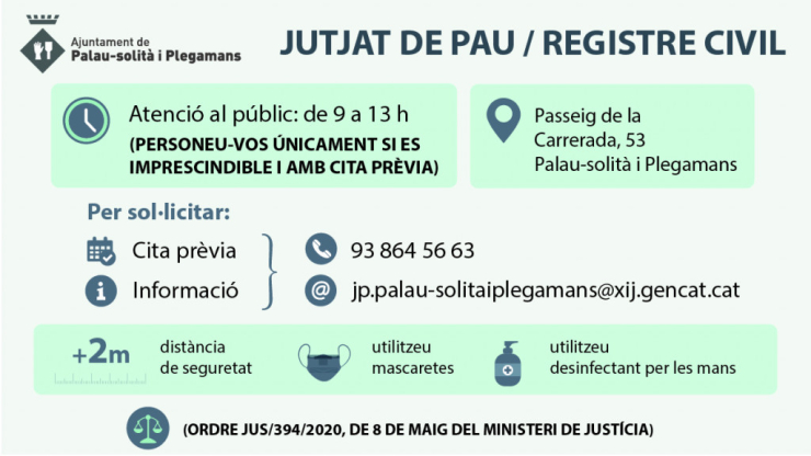 Horaris i contacte del Jutjtat de Pau