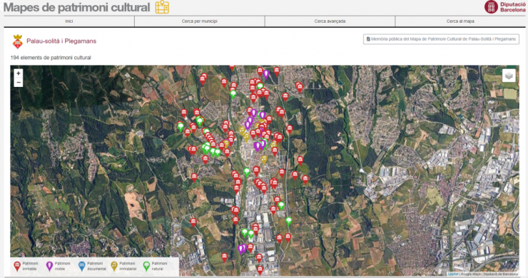Imatge del web amb el mapa del patrimoni cultural