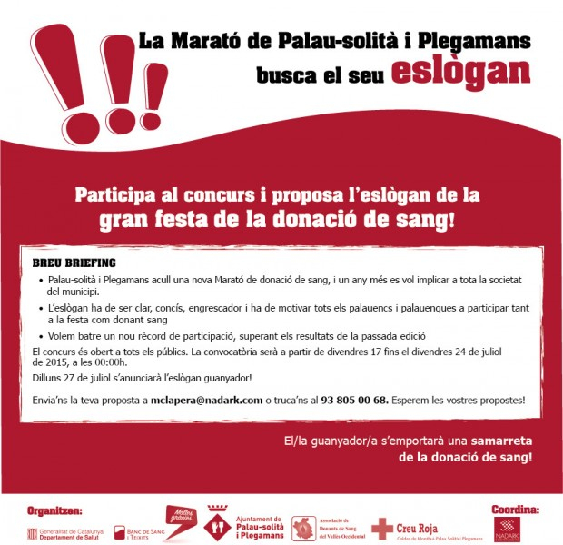 Marató de Donació de Sang, concurs per trobar un eslògan.