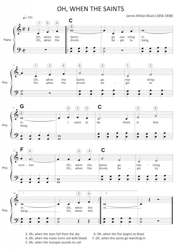 Partitura 'Oh, when the saints'