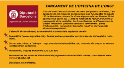 AVÍS de tancament de l'oficina ORGT