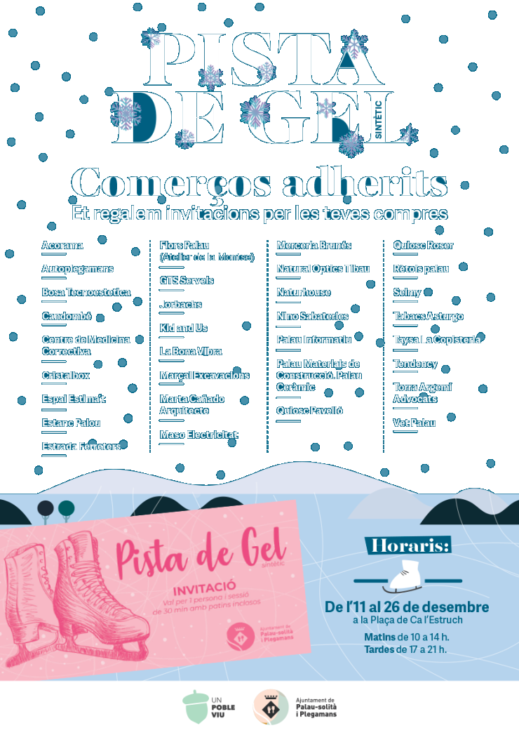 Comerços adherits per adquirir tiquets per a la pista de gel