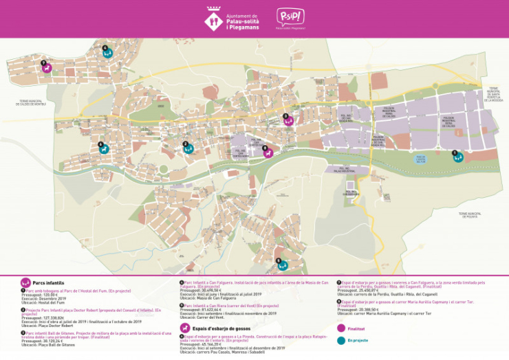Plànol amb els parcs acabats recentment i els que estan en projecte
