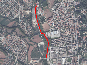 Situació de les obres a la Riera de Caldes al pas per Palau-solità i Plegamans.