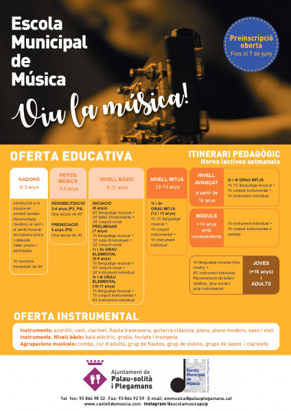 Preinscripcions Escola Municipal de Música