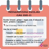 Preinscripcions escoles bressol, infantil, primària, secundària