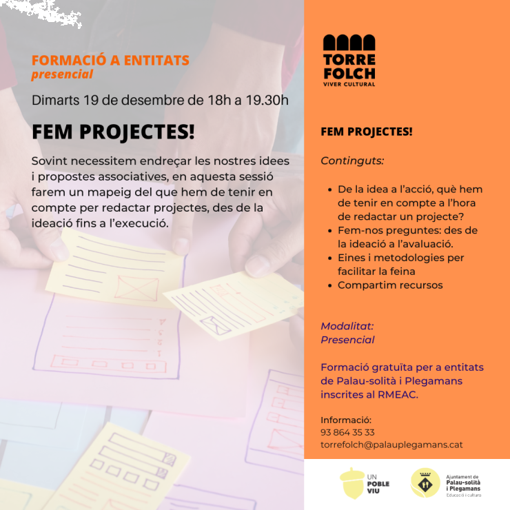 formació per a entitats: redacció de projectes