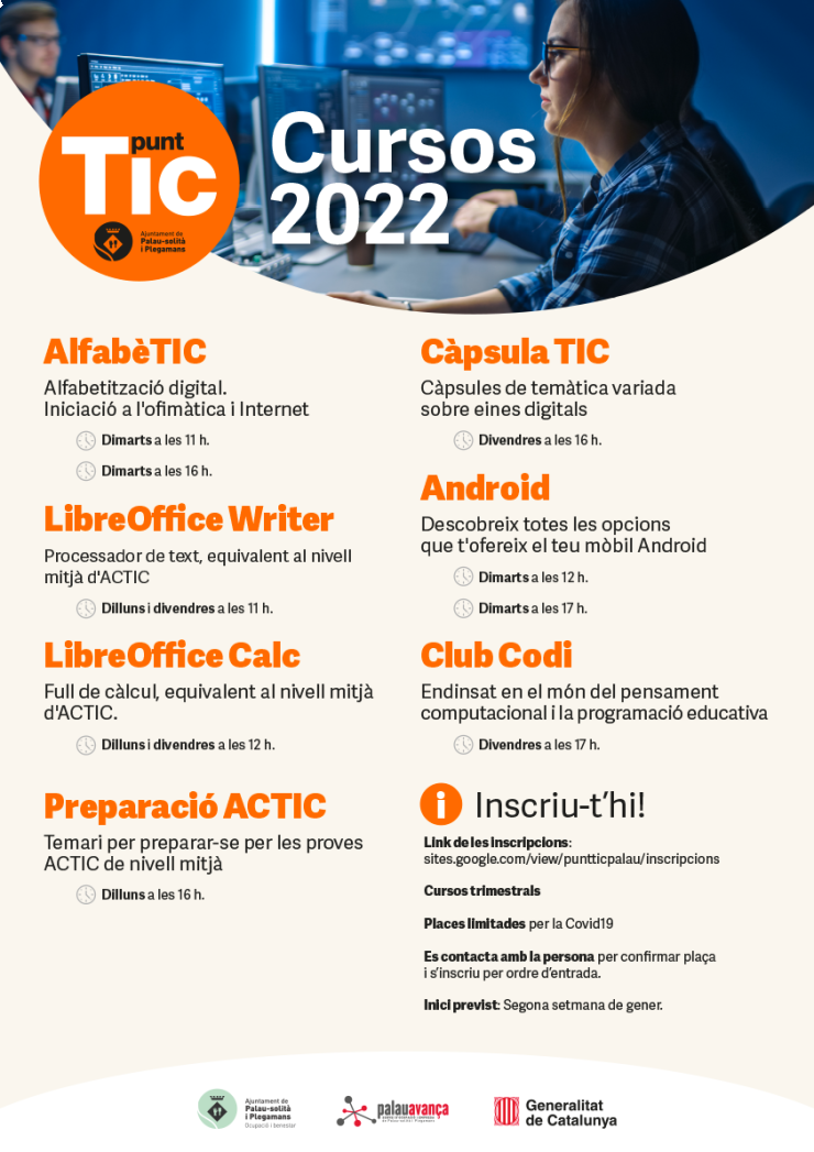 Calendari dels cursos del Punt Tic