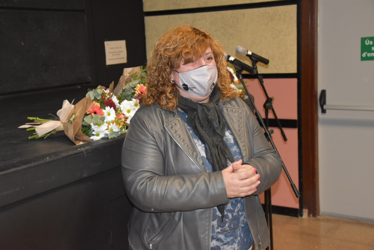 La Regidora de Comunicació Eva Soler a l'acte de presentació de la campanya.