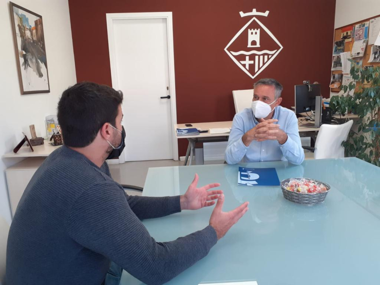 Trobada de l'alcalde Oriol Lozano amb l'alcalde de Lliçà d'Amunt Ignasi Simón.