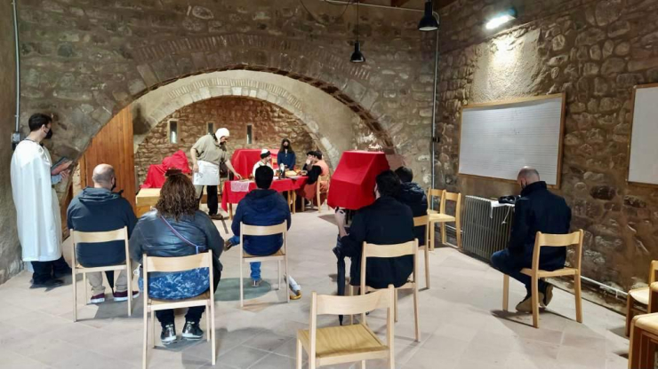 Recreació durant la visita al Castell.