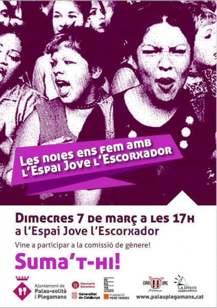 Cartell de "Les noies ens fem amb l'Espai Jove L'Escorxador"