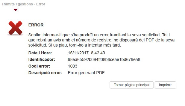 Error generant PDF